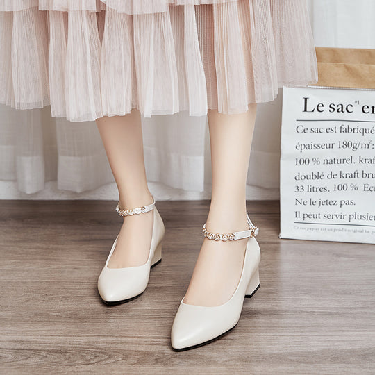 Damen Elegante Pumps mit verstellbarem Riemchen und luxuriösem Schmuckdetail R&B