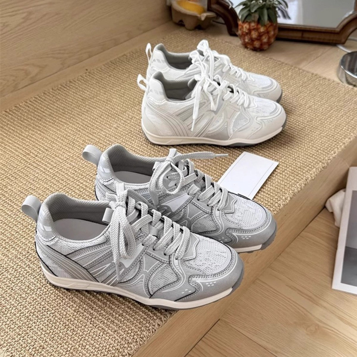 Damen Sportliche Freizeitsneaker mit atmungsaktiver Mesh-Oberfläche und rutschfester Sohle R&B