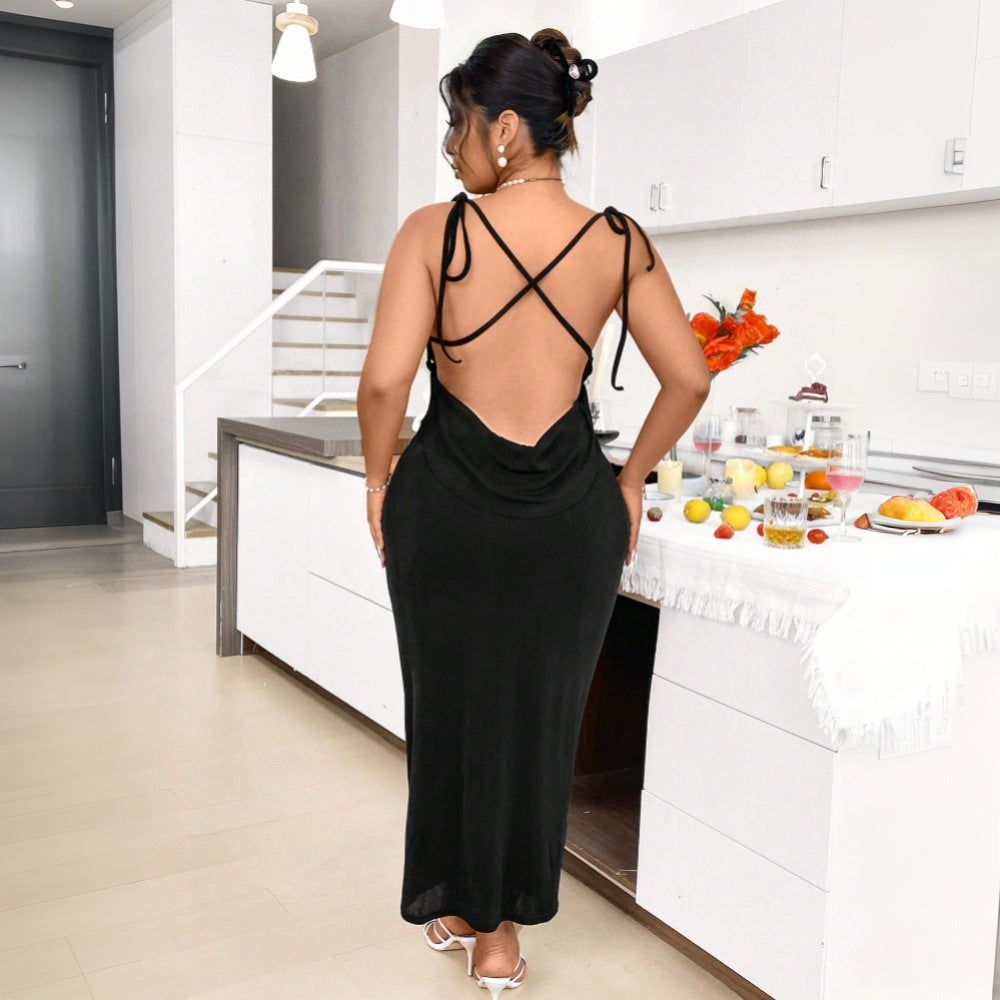 Damen Maxikleid mit verstellbaren Spaghettiträgern und elegantem Schnitt R&B