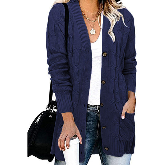Damen Grobstrickcardigan mit Knopfdetails und praktischen Taschen R&B