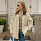Damen Urbaner Utility-Mantel mit kontrastierendem Kragen und praktischen Taschen R&B