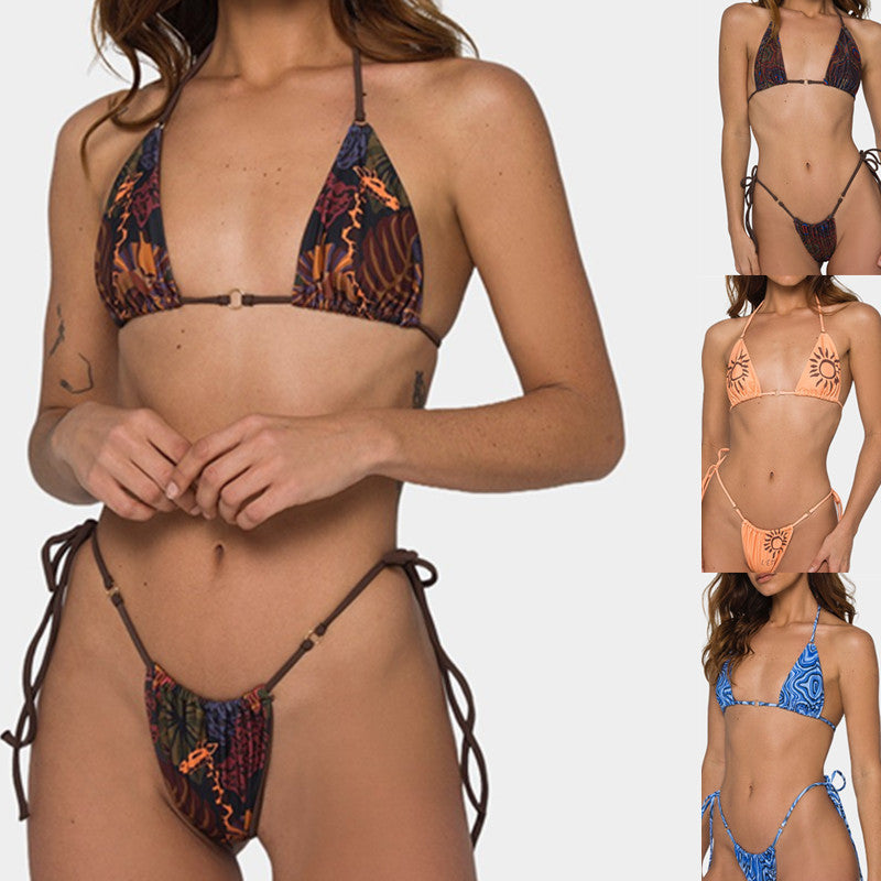 Damen Triangel-Bikini mit verstellbaren Bändern und floralem Design R&B