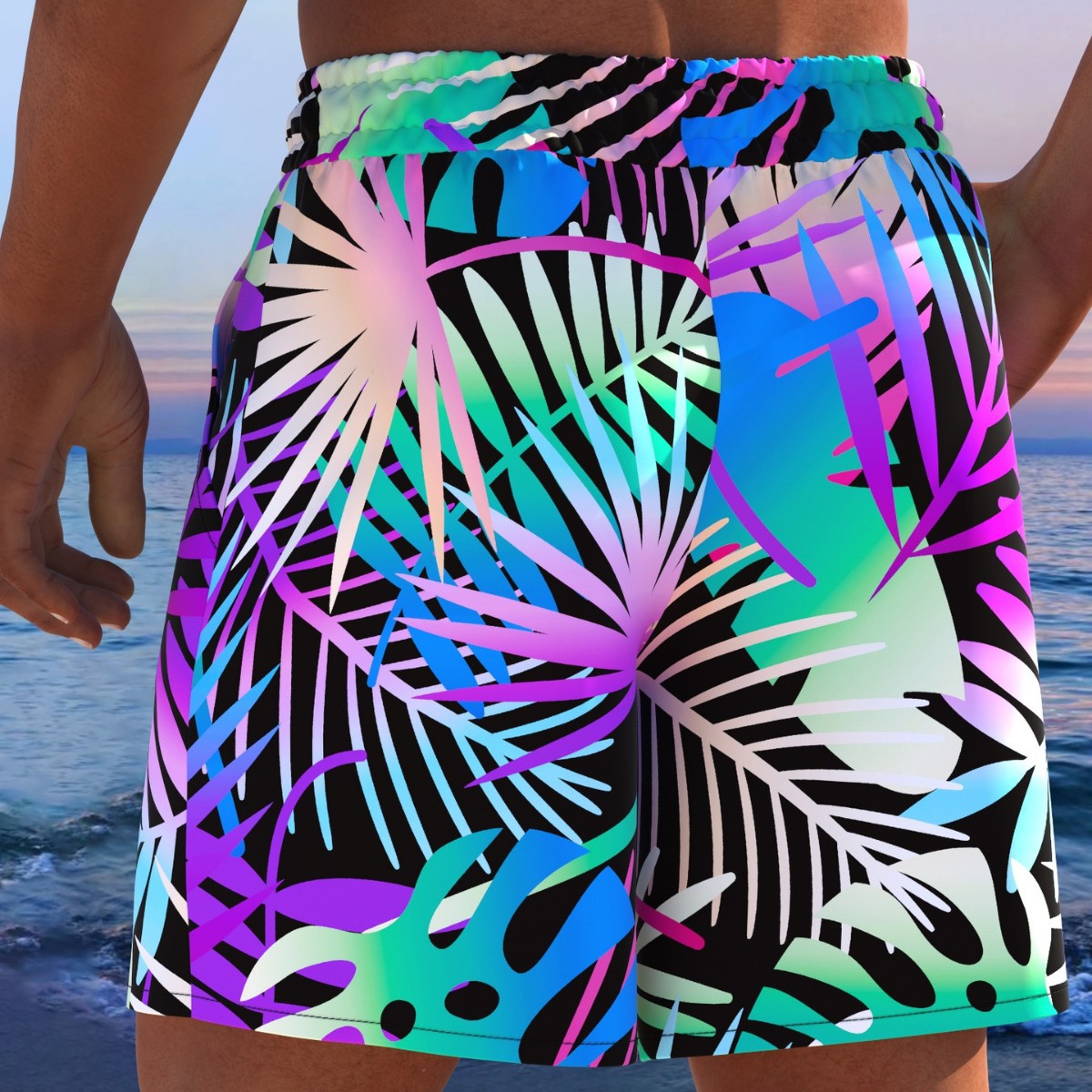 Herren Badeshorts mit animalischem Muster und elastischem Bund