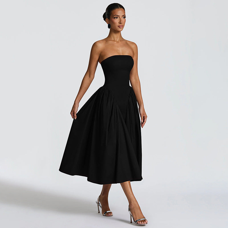 Damen Maxikleid mit schulterfreiem Design und fließendem Schnitt R&B