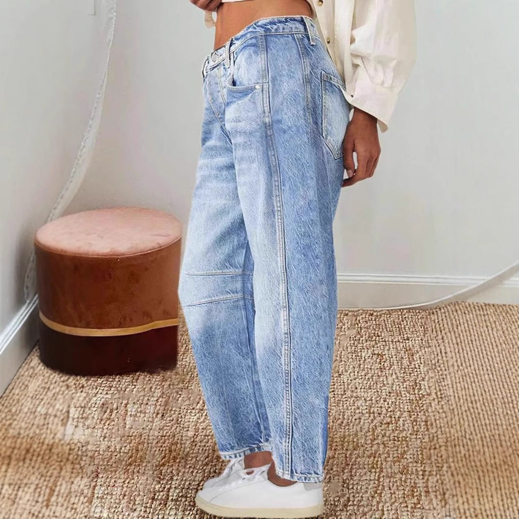Damen Hoch Taillierte Baggy Jeans R&B