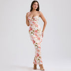 Damen Elegantes figurbetontes Maxikleid mit floralem Design R&B