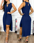 Damen Strandkleid mit seitlichem Schlitz und dekorativem Schlüssel-Ausschnitt R&B