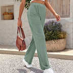Damen weite Palazzo-Hose mit dekorativem Strukturmuster