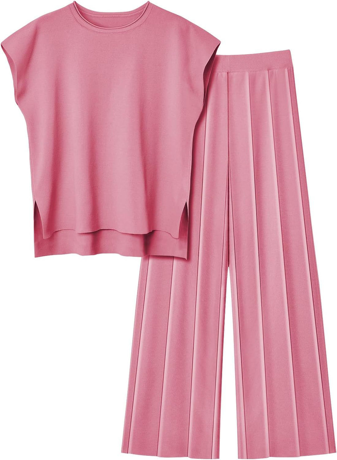 Damen elegantes Set mit kurzärmligem Oberteil und plissierter Hose R&B
