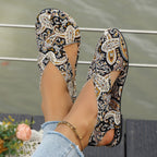 Damen Offene Sandalen mit floralem Muster und bequemem Fußbett R&B