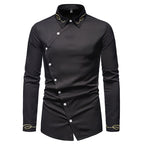 Herren elegantes Langarmhemd mit asymmetrischem Schnitt und luxuriösen Details