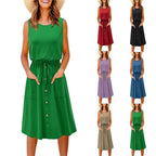 Damen Midi-Kleid mit tailliertem Schnitt und Knopfleiste R&B