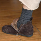 Damen Stylish Mokassins mit seitlichem Reißverschluss und bequemer Sohle R&B