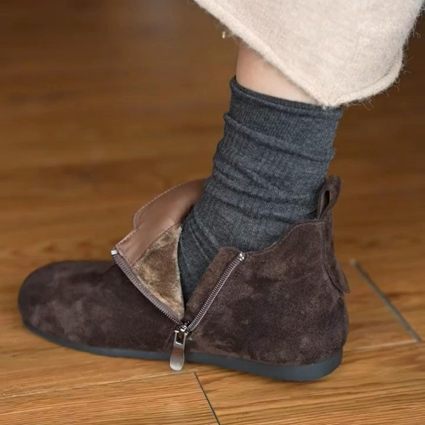 Damen Stylish Mokassins mit seitlichem Reißverschluss und bequemer Sohle R&B