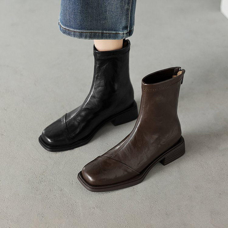Damen elegante Ankle Boots mit modernem Reißverschluss und komfortablem Blockabsatz R&B