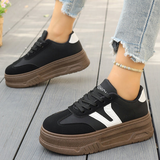 Damen modische Plateau-Sneaker mit rutschfester Sohle und komfortablem Innenfutter R&B