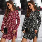 Damen Kleid im angesagten floralem Design mit langen Ärmeln und ausgestelltem Schnitt R&B