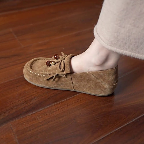 Damen Mokassins mit kreativem Schnürdetail und bequemer Sohle R&B