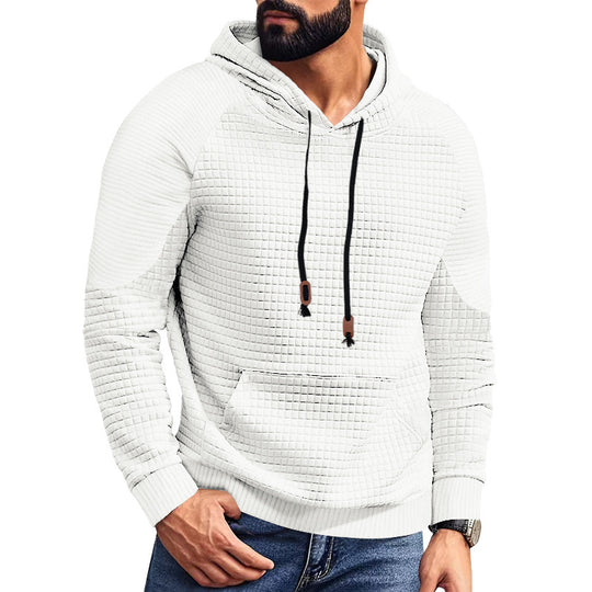 Herren nan gequilteter Kapuzenpullover mit quadratischer Struktur und Kängurutasche R&B