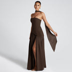 Damen Maxikleid mit raffiniertem Cut-Out-Design und asymmetrischem Saum R&B