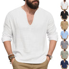 Herren lässiges Langarmshirt mit V-Ausschnitt aus hochwertigem Baumwollmix R&B