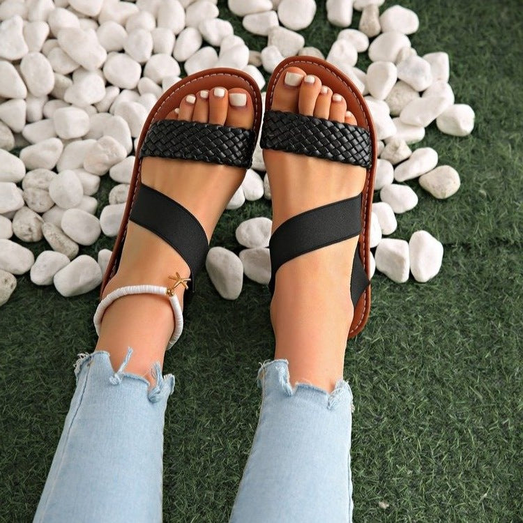 Damen Bequeme Riemchensandalen mit geflochtenem Design R&B