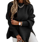 Damen Grobstrickpullover mit voluminösen Ärmeln und lässigem Schnitt R&B