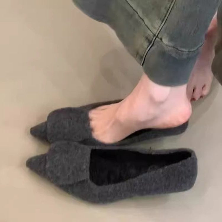 Damen Filz-Pantoletten mit spitzem Design und kuscheligem Innenfutter R&B
