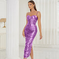 Damen Glamouröses Langarmkleid mit figurbetontem Schnitt und eleganter Raffung R&B