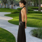 Damen Elegantes Abendkleid mit schimmerndem Gürtel R&B