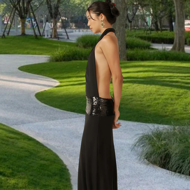 Damen Elegantes Abendkleid mit schimmerndem Gürtel R&B