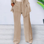 Damen elegantes und lockeres Blazerset mit weiten Hosen