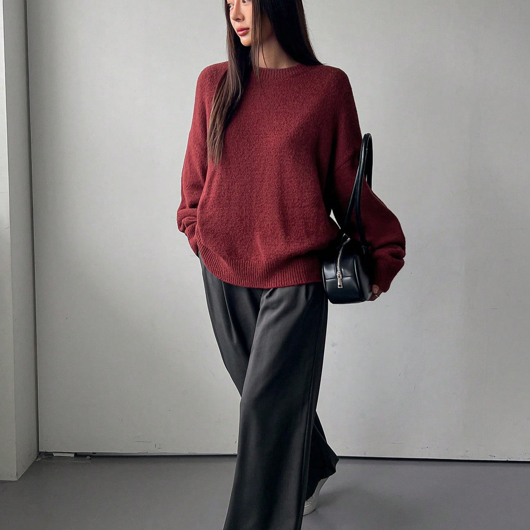 Damen Lässiger Strickpullover mit weitem Schnitt und komfortabler Passform R&B