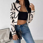 Damen elegante Kurzjacke mit einzigartigem grafischem Muster R&B