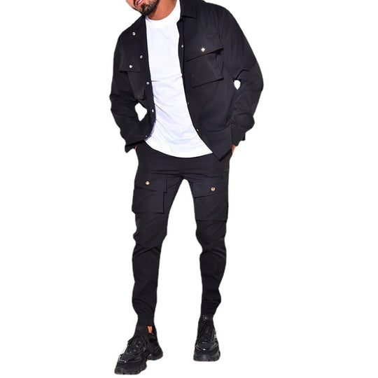 Herren modisches Cargo-Jacket mit passender Hose im Freizeitlook R&B