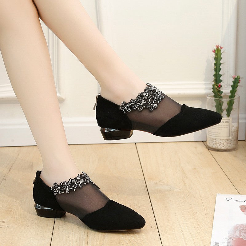 Damen Ballerinas mit eleganter Blüten-Applikation und atmungsaktiver Netzstruktur R&B