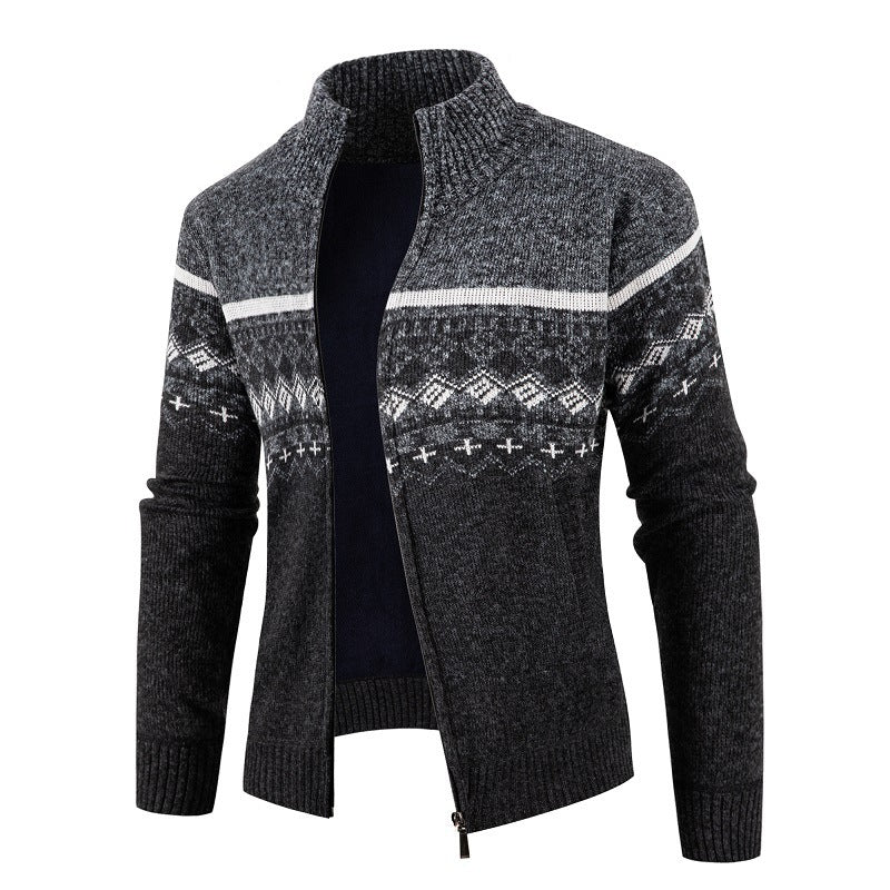 Herren modische Strickjacke mit hohem Kragen R&B