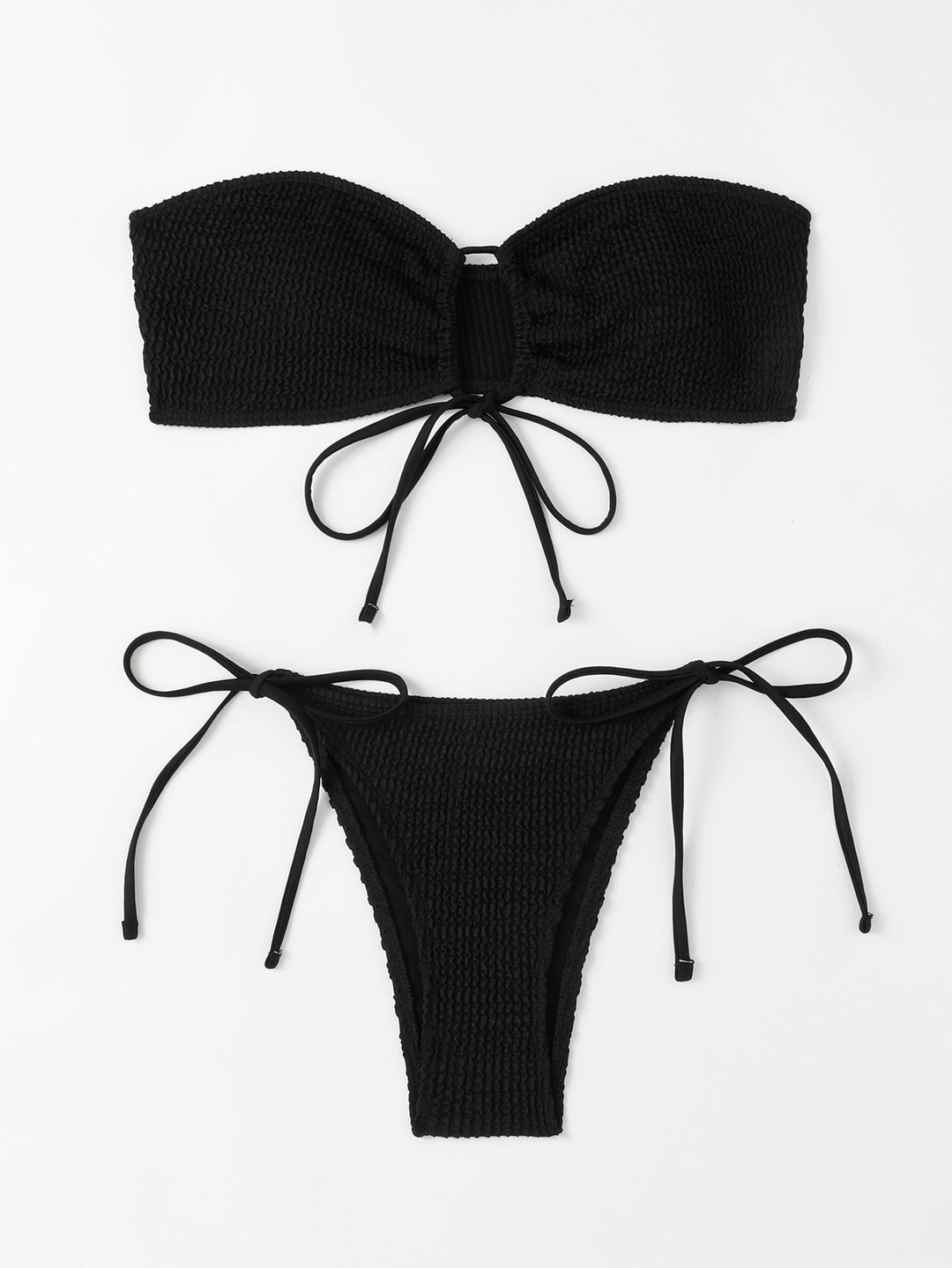 Damen Bandeau-Bikini-Set mit Klettverschluss und verstellbaren Bindebändern R&B