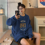 Damen lässiger Oversized Sweatshirt mit Vintage-Druck