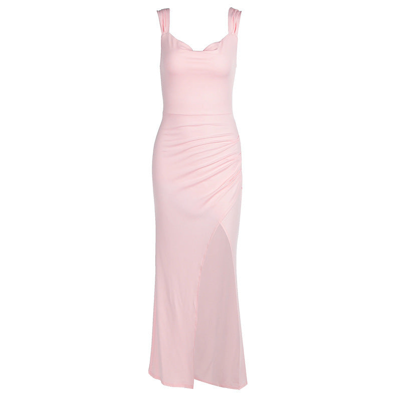 Damen Figurbetontes Maxi-Kleid mit elegantem Schlitz und Raffungen R&B