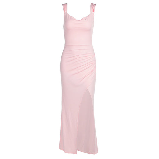 Damen Figurbetontes Maxi-Kleid mit elegantem Schlitz und Raffungen R&B