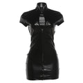 Damen Figurbetontes Kunstlederkleid mit hochgeschlossenem Kragen R&B