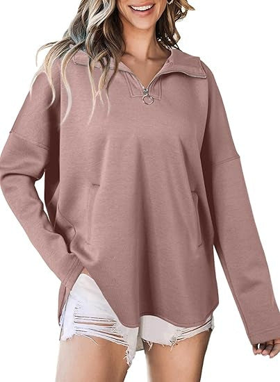 Damen lässiger Sweatshirt mit Reißverschluss R&B