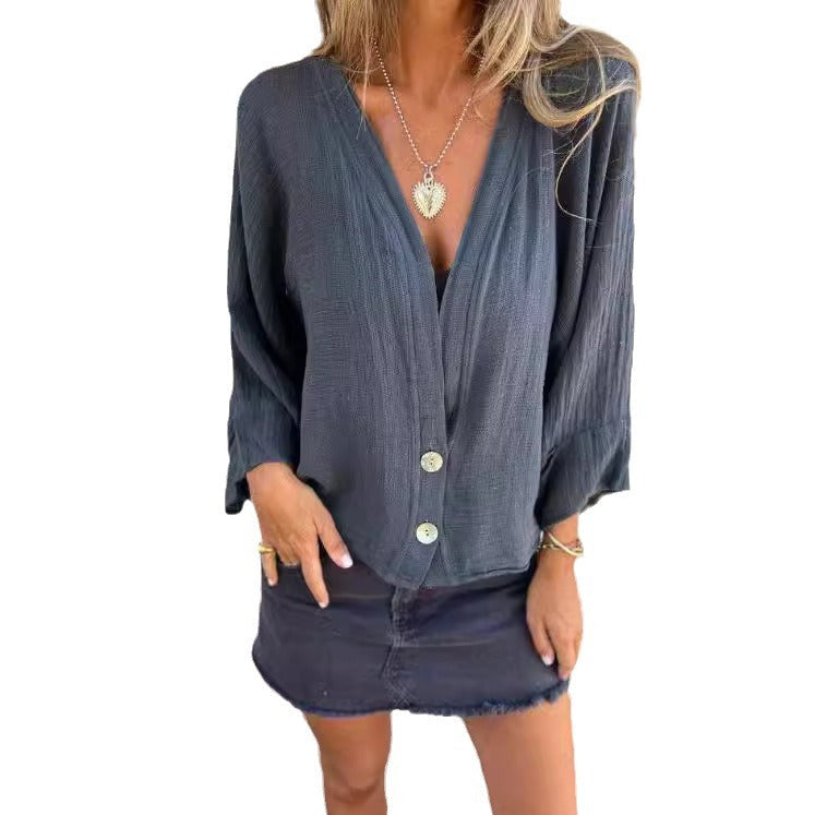 Damen Luftige und lockere Sommerjacke mit Knopfdetails R&B