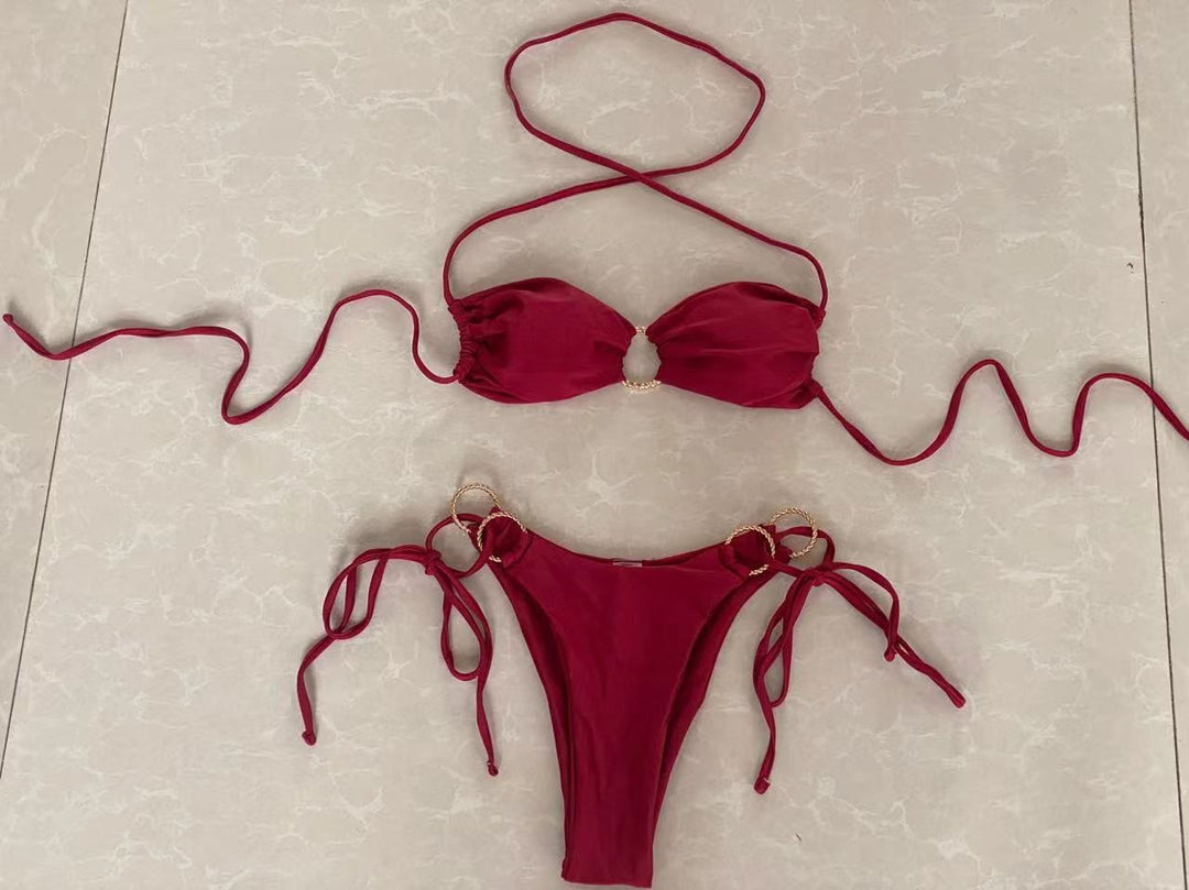 Damen Bandeau-Bikini mit goldenen Akzenten R&B