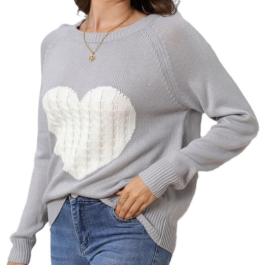 Damen legerer Pullover mit Herzdesign R&B