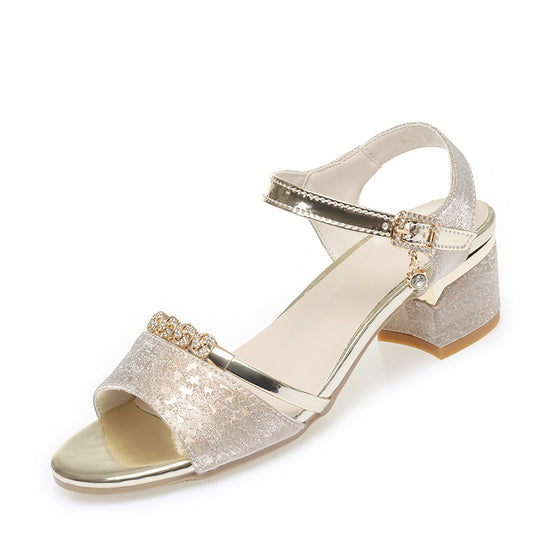 Damen Elegante Sandaletten mit verzierten Riemen und komfortablem Blockabsatz R&B