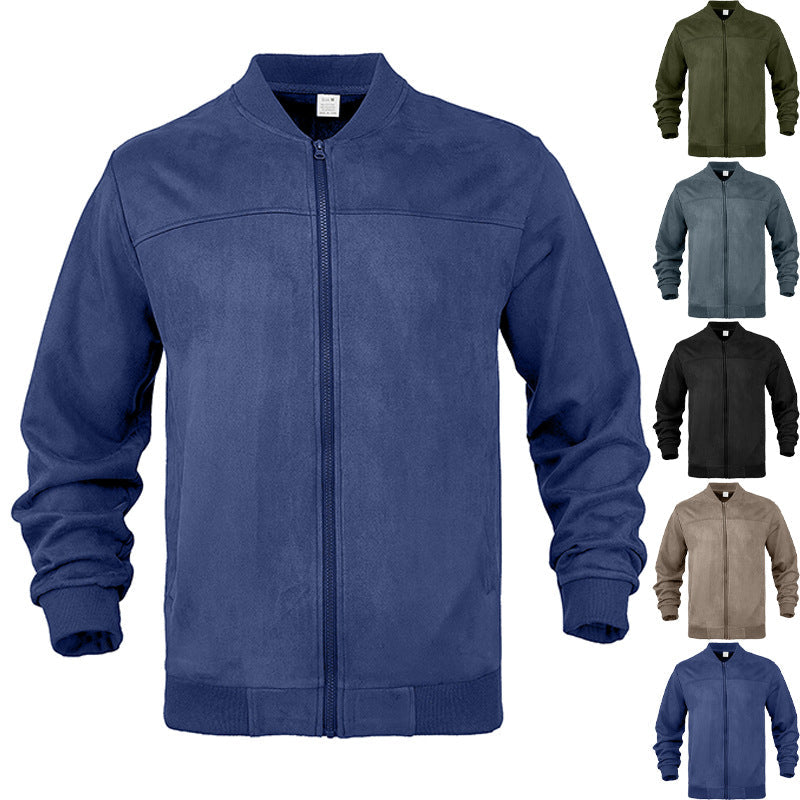 Herren nan Wildleder-Blousonjacke im Bomberstil mit elastischen Rippbündchen R&B