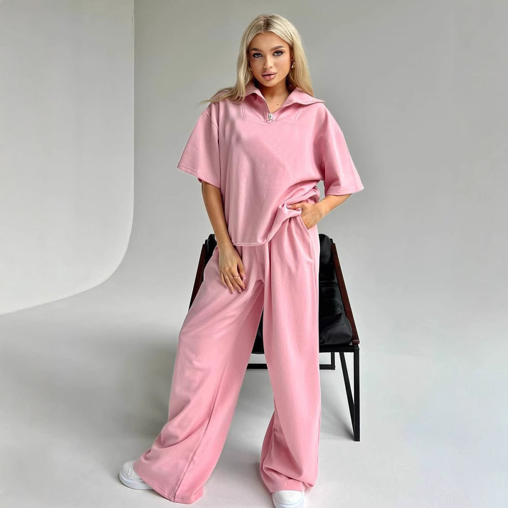 Damen Sportives Oberteil und weite Hose Set R&B