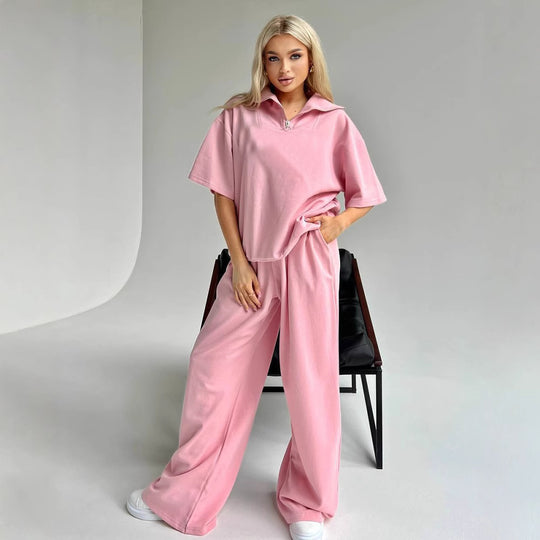 Damen Sportives Oberteil und weite Hose Set R&B